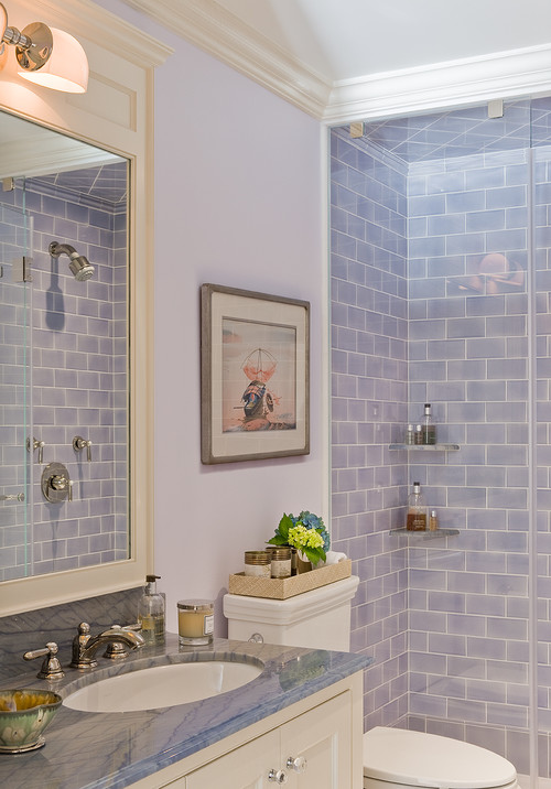 Decorating with Lavender Tiles in Bathroom