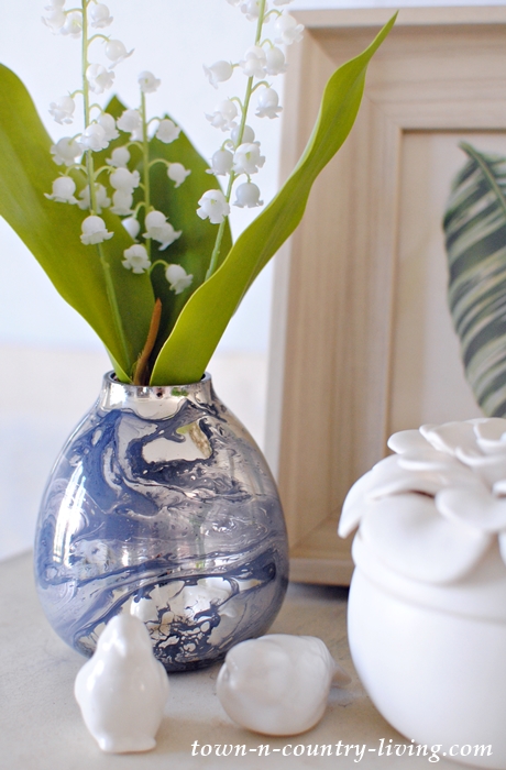 Blue Swirl Vase with Lily of the Valley