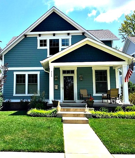 Craftsman Style House Painted Blue