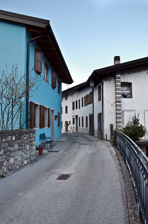 Blue Stucco European House