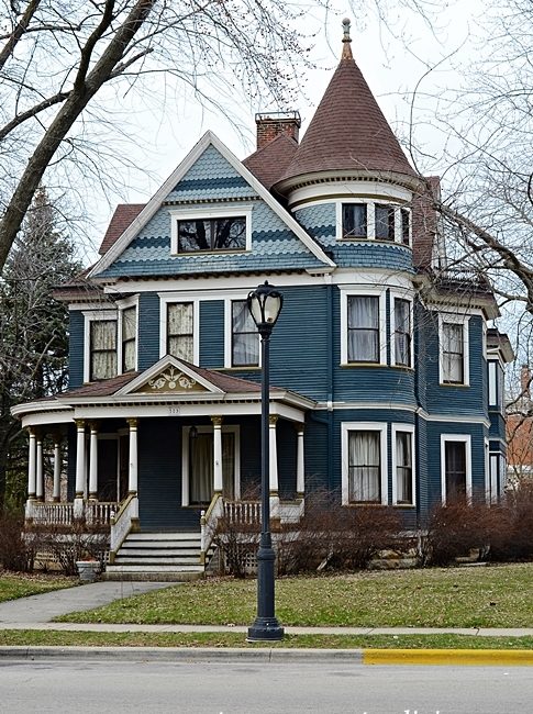 Beautiful Blue Victorian house with turret