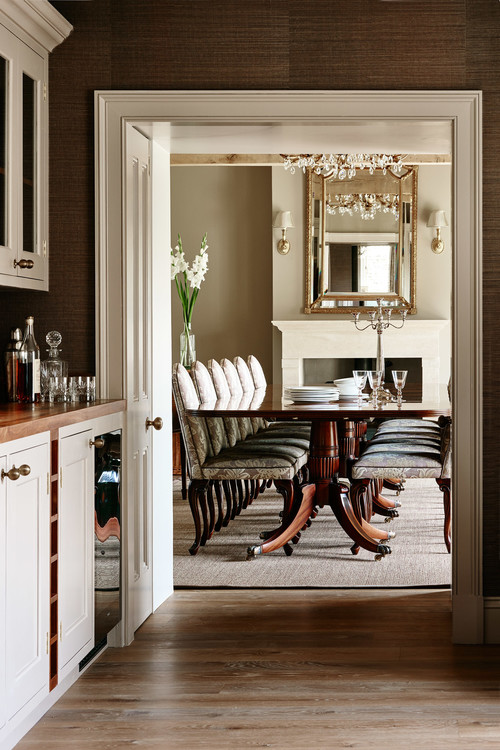 Traditional Dining Room in Brown and Neutral Tones