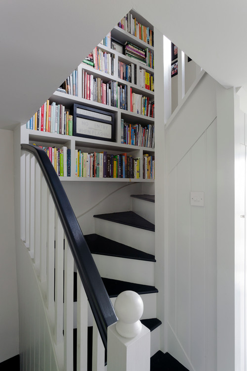 Staircase with Built-In Bookcase