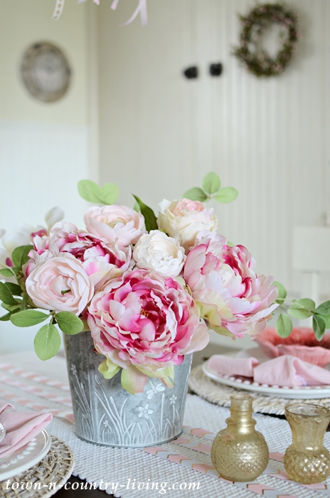 Pink and White Peony Centerpiece
