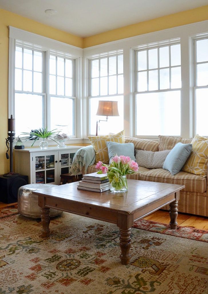 yellow beach style living room