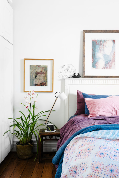 Eclectic Summer Bedroom in Cool Colors