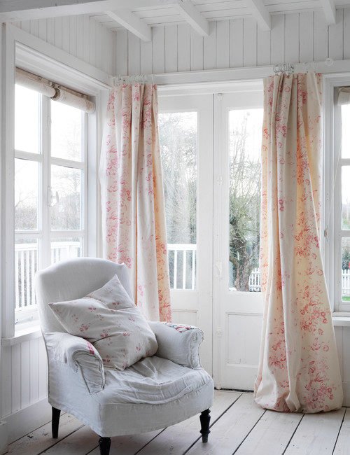 Shabby Chic Living Room with Chintz Curtains