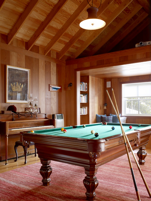 Rustic Game Room with Pool Table