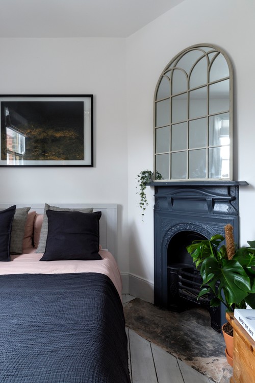 Brick Cottage Bedroom with Fireplace in London
