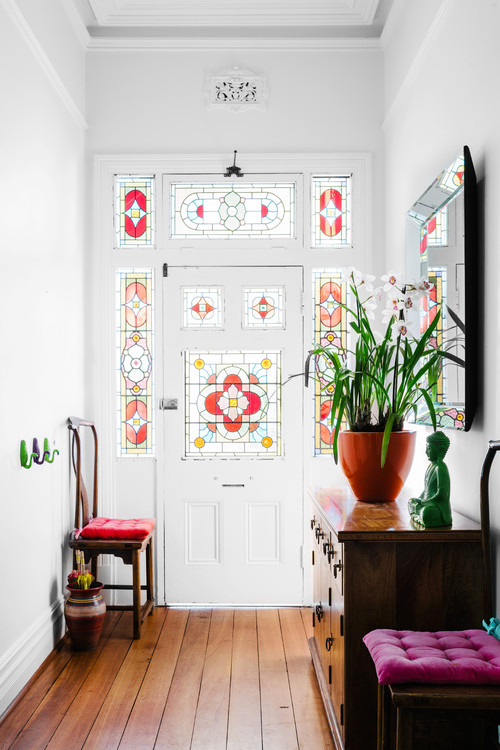 Beautiful Victorian Entryway with Stained Glass