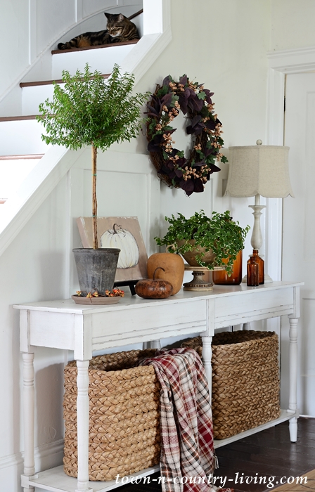 Console Table Decorated for Fall
