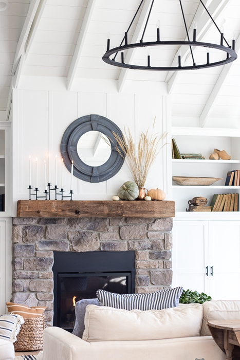 Simple Modern Country Fall Mantel by The Lily Pad Cottage