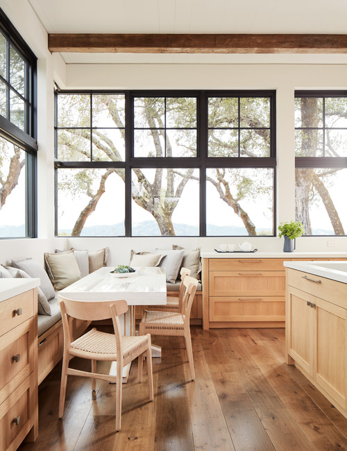 Eat-in Rustic Kitchen with Industrial Style Windows