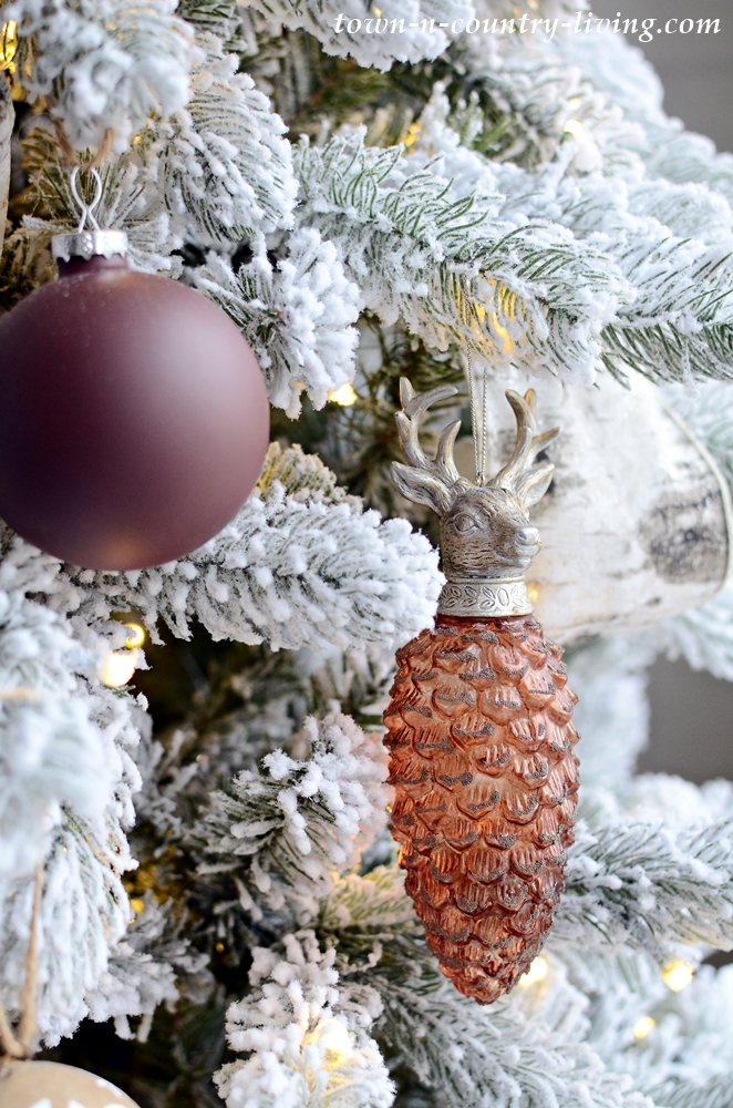 Glass Pine Cone Reindeer Ornament