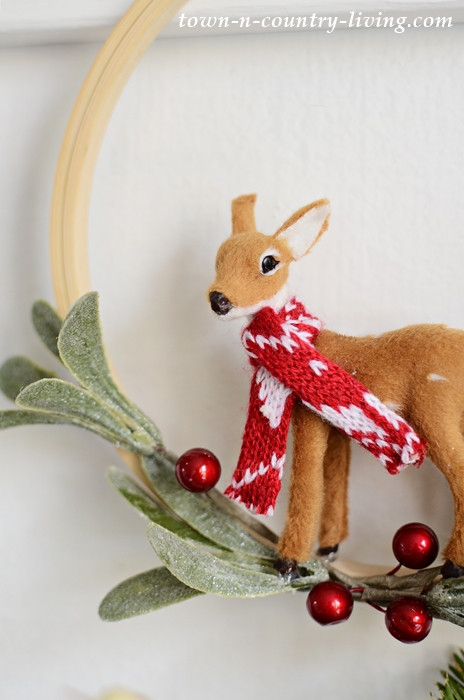 Little Reindeer Embroidery Hoop Christmas Wreath