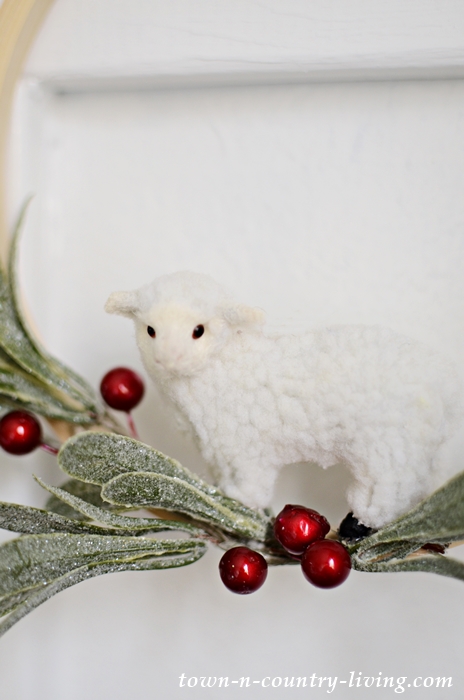 Little Lamb Embroidery Hoop Christmas Wreath