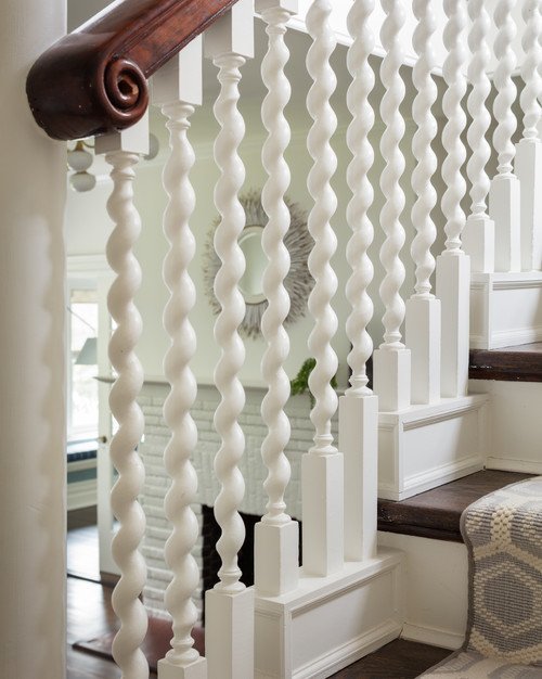 White and Wood Winding Staircase
