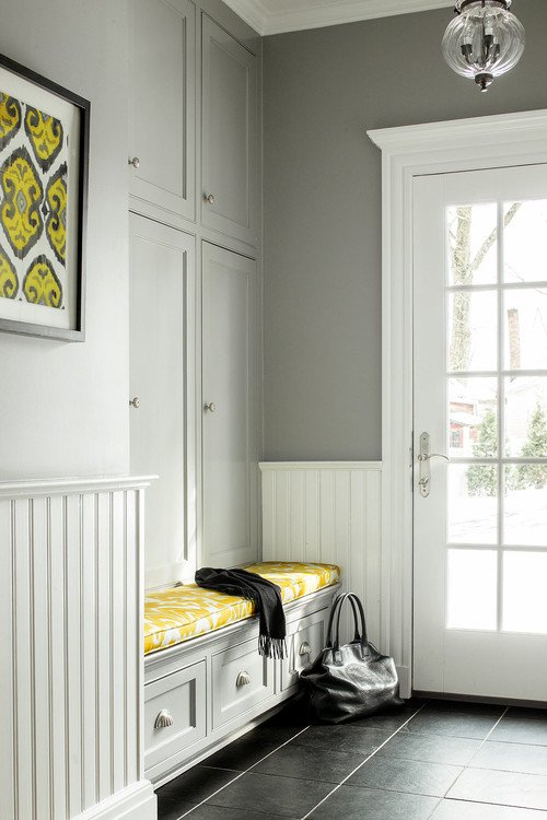 Gray and White Entryway
