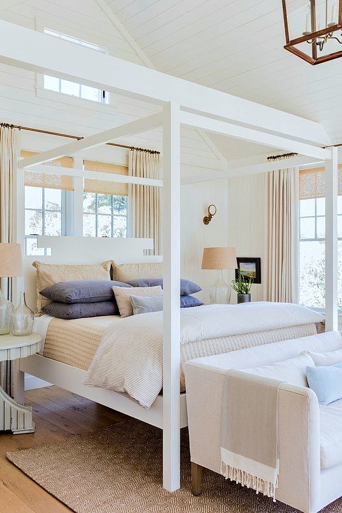 creamy white four poster bedroom