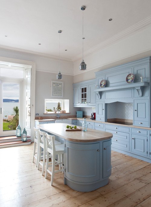 Custom Kitchen Cabinets in Light Blue