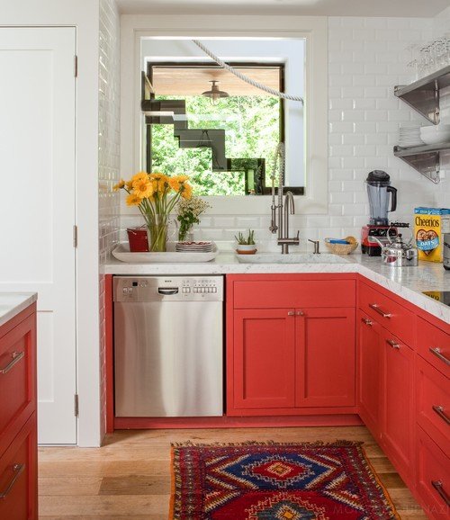 Orange and White Cottage Kitchen