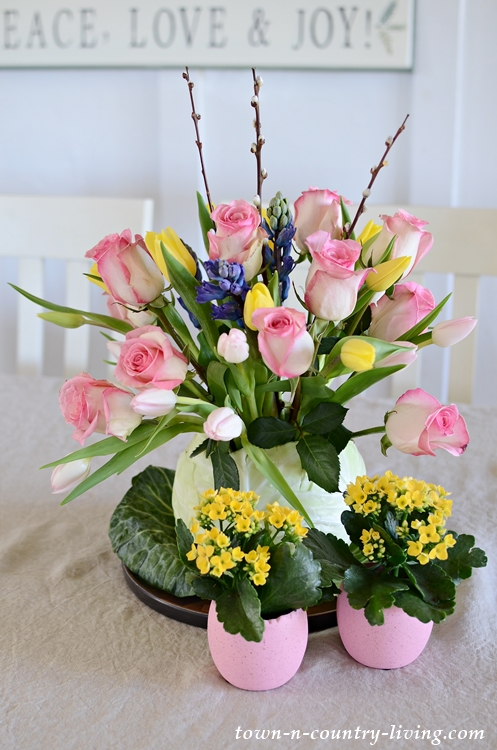 Tulips, Roses, Hyacinths in a Cabbage Flower Vase