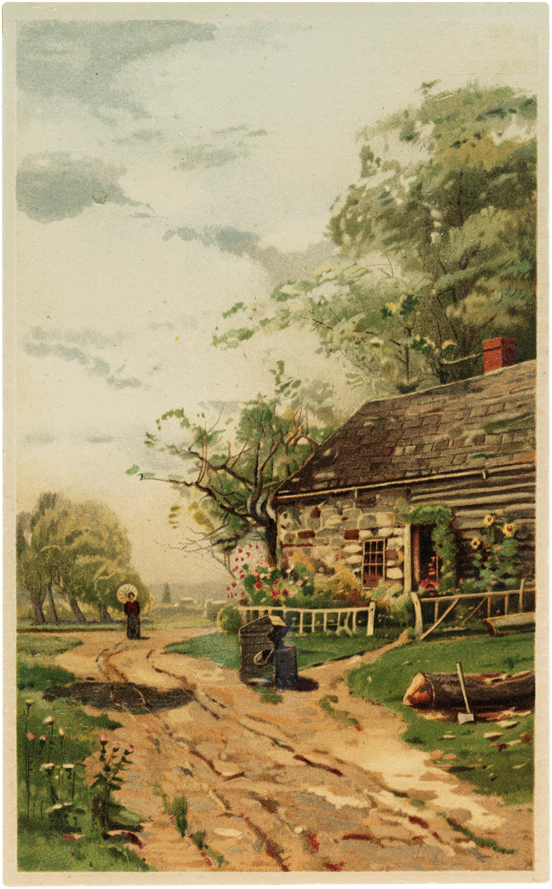 Vintage Print Farmhouse PRINTABLE Wall Art #264 Country Landscape Painting