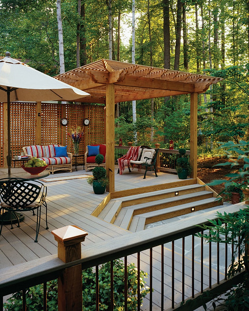 backyard deck with pergola