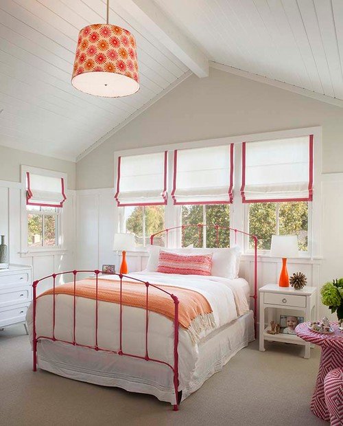 Pink and Orange Girls Bedroom