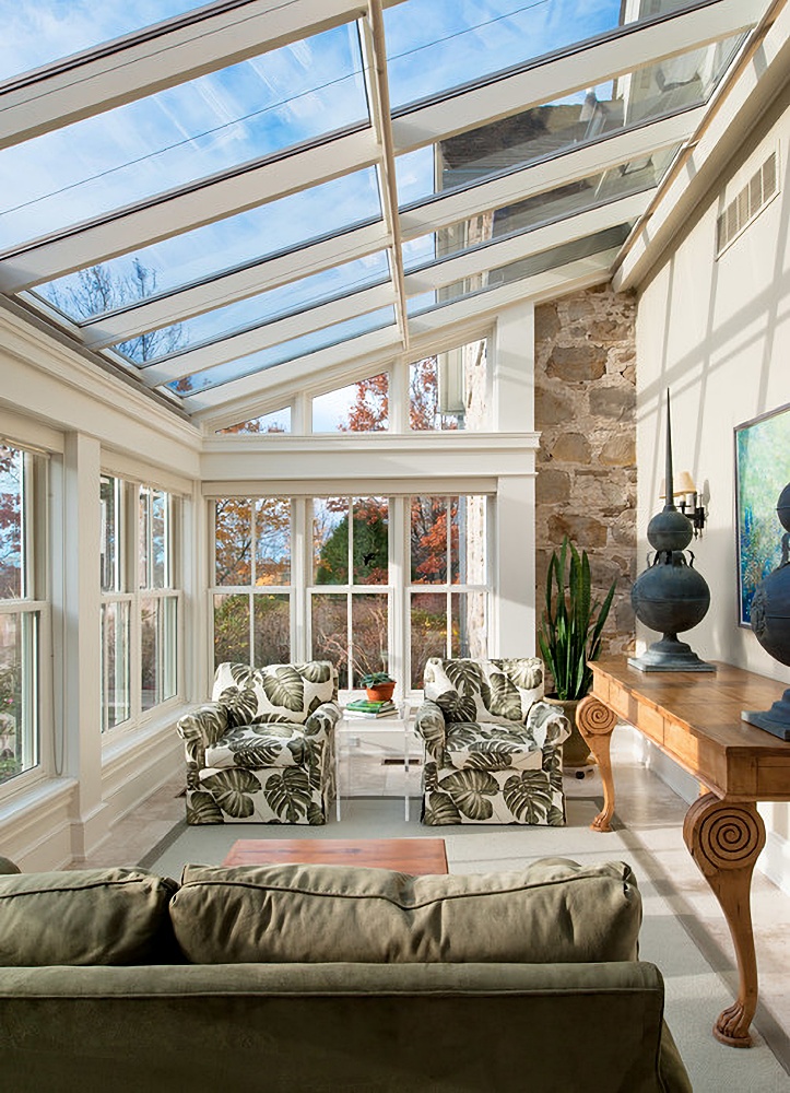 sun room with glass ceiling