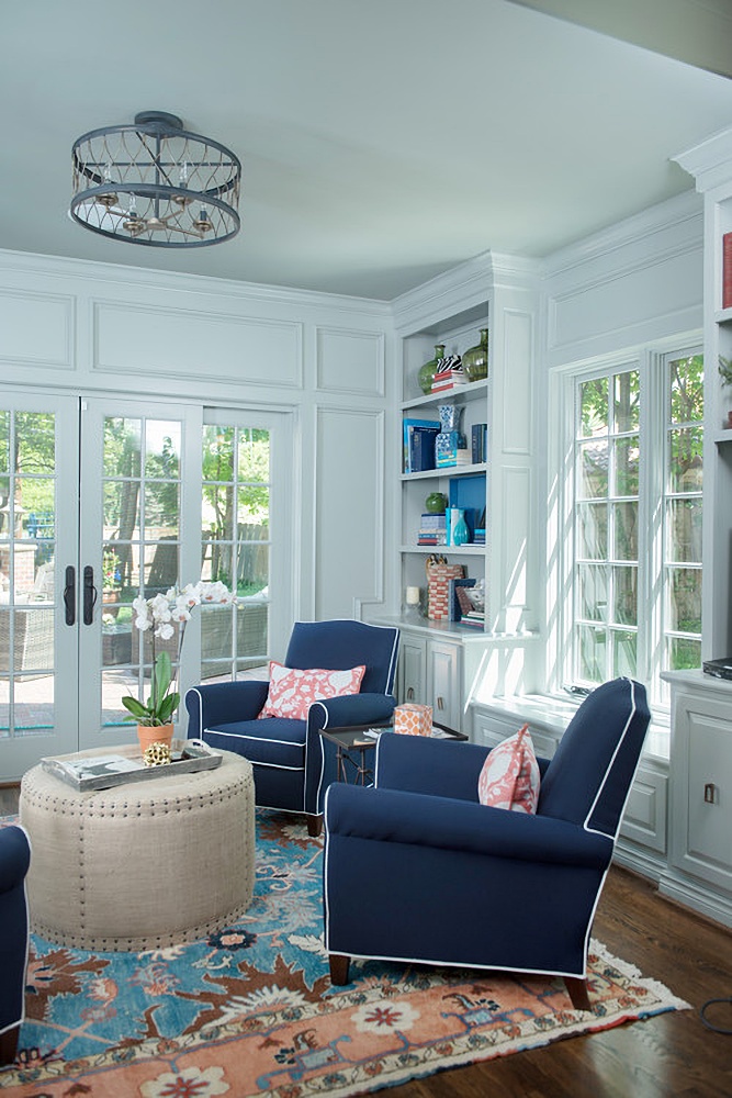 blue and white sun room
