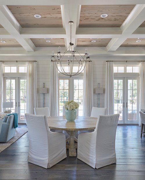 Coastal Style Dining Room in Wood and White