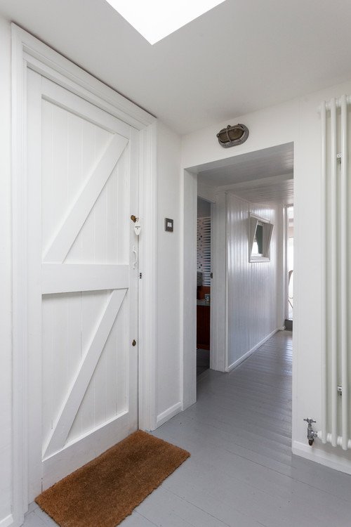 White Hallway with Gray Painted Floors
