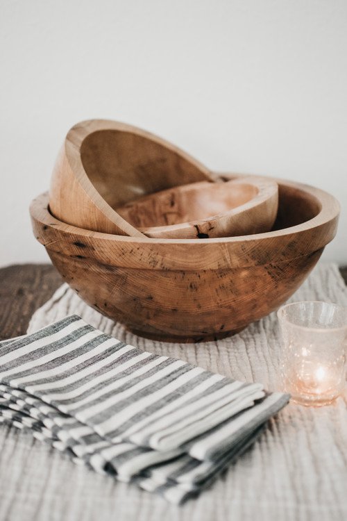 Set of Hand Carved Wooden Bowls