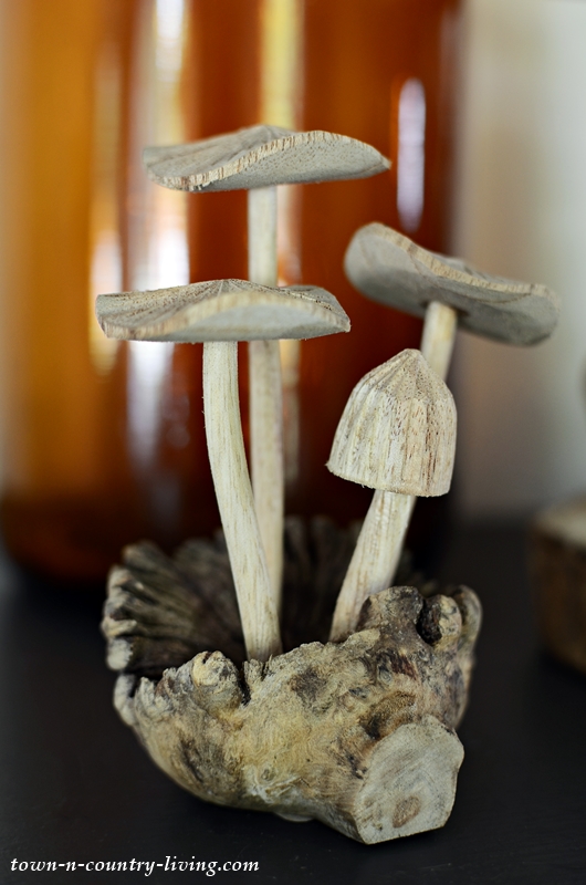 Carved Wooden Mushrooms