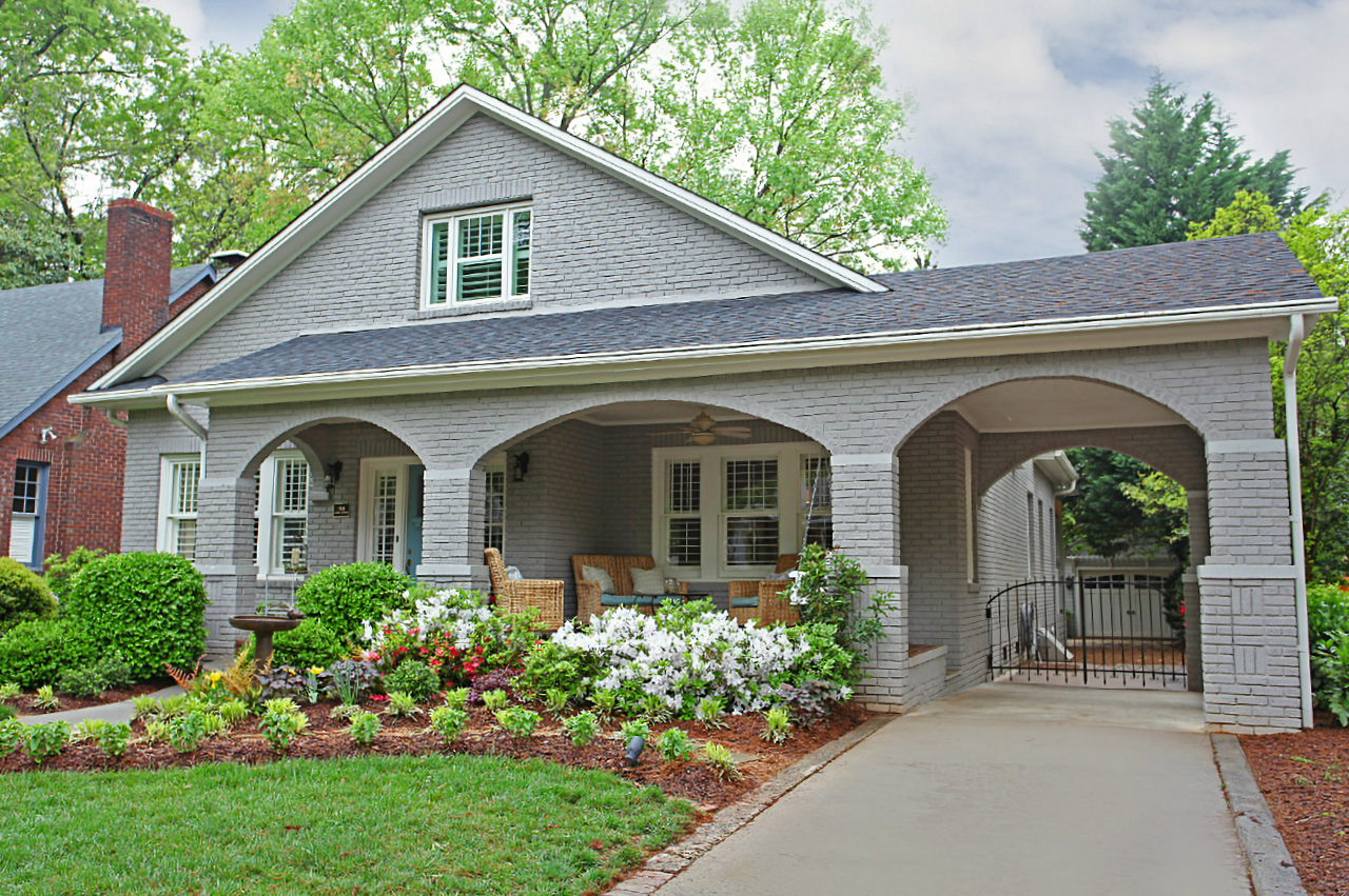 gray brick bungalow