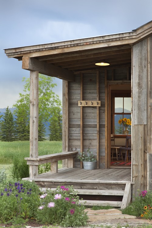 Rustic Front Porch of Montana Cabin
