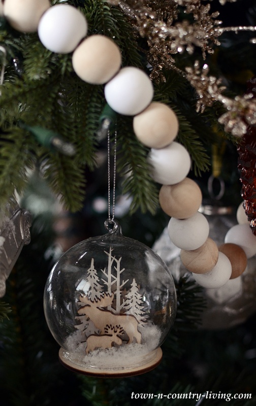 Glass Globe Ornament with Reindeer Scene