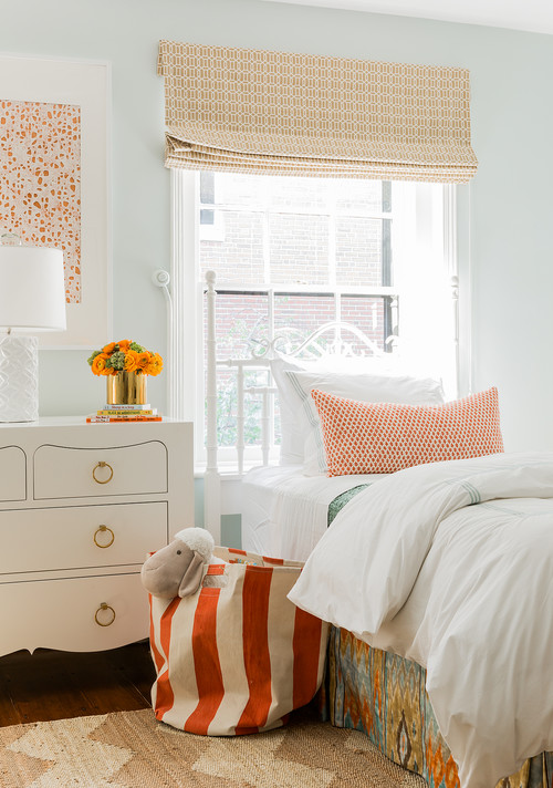 Girls Orange and Aqua Bedroom