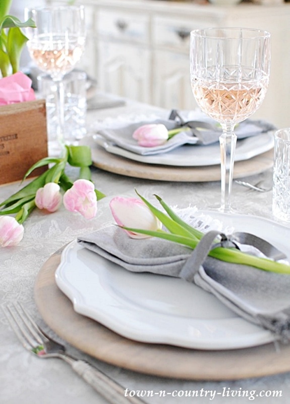 Pink and Gray Valentine's Day Table Setting