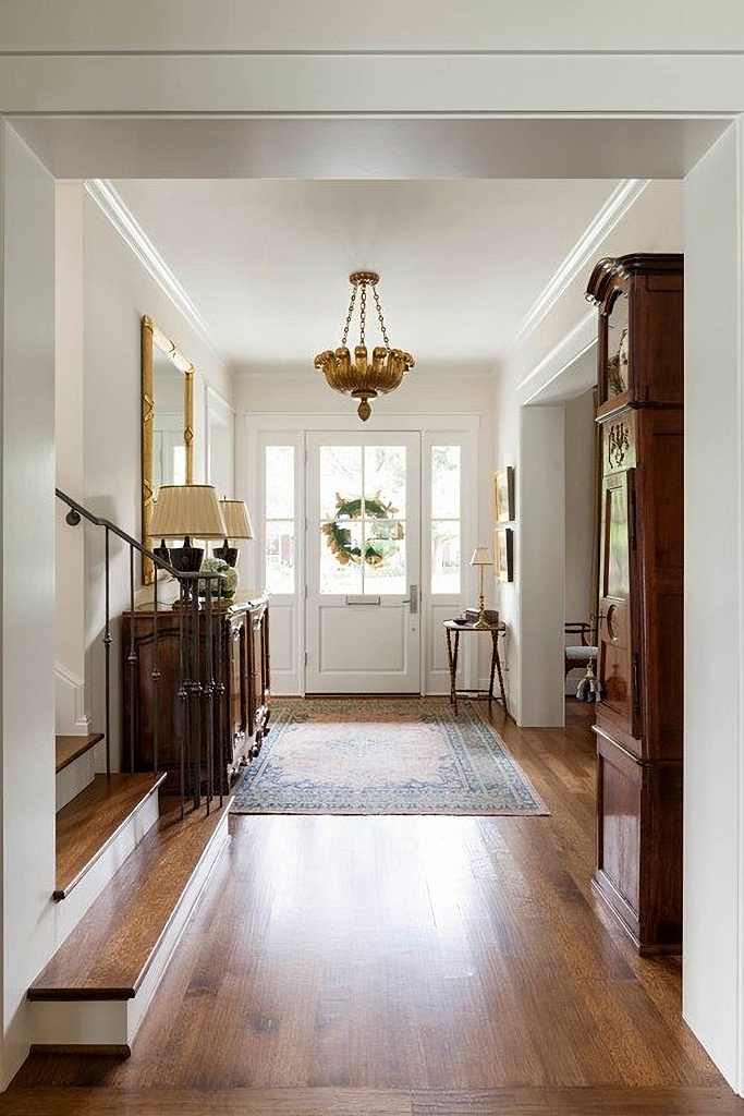 large entry hall in neutral tones