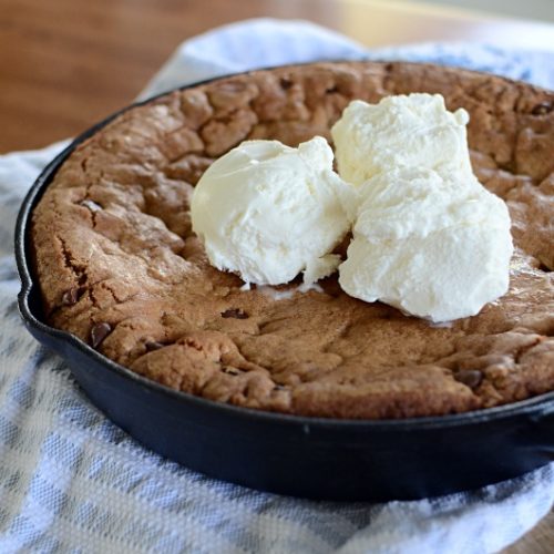 Cast Iron Skillet Chocolate Chip Cookie - The Kreative Life