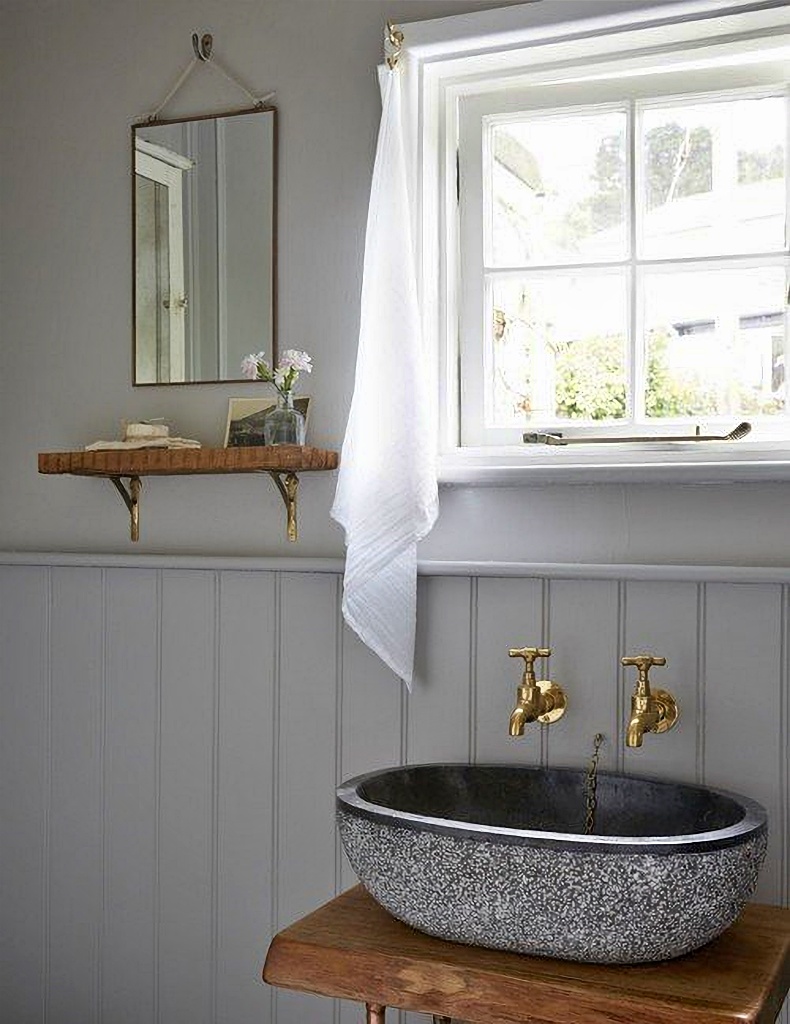 small gray powder room