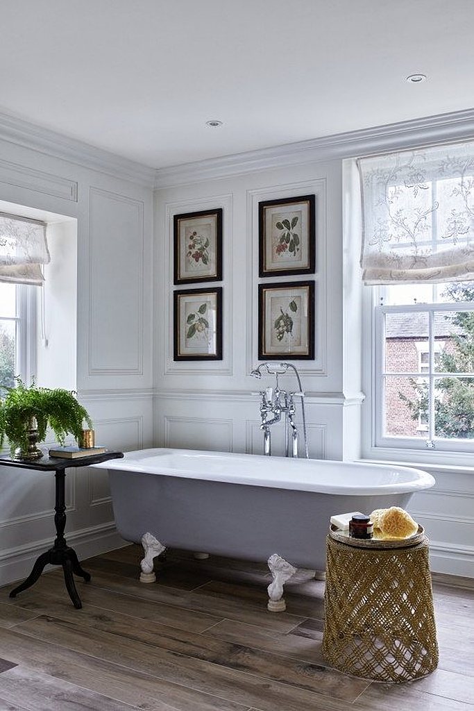 vintage bathroom with claw foot tub