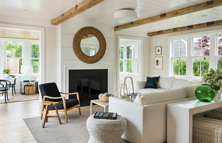 Coastal Style Living Room in Beige Tones