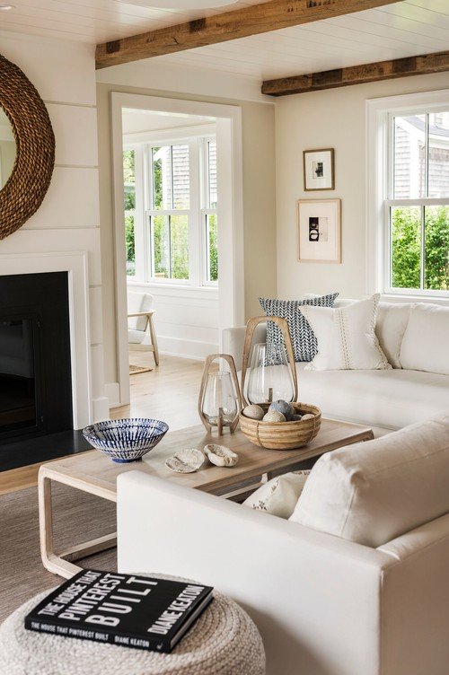 Coastal Style Living Room in Beige Tones