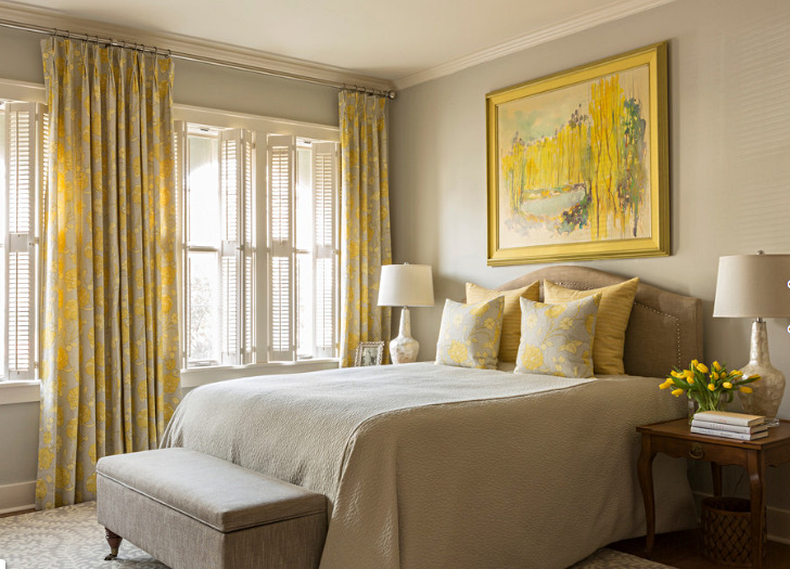 Yellow and Gray Master Bedroom