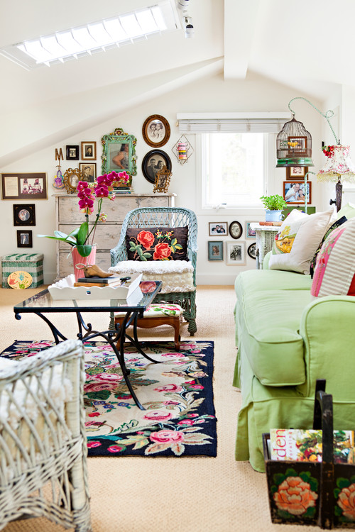 Small Living Room Filled with Colorful Vintage Finds