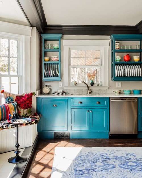 Turquoise Kitchen in Old Historic Home