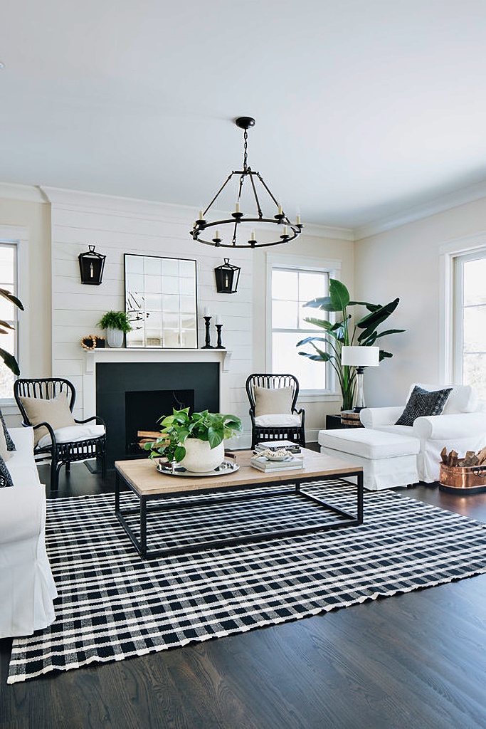 black and white living room